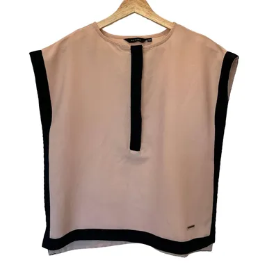 wardrobe Womens Sleeveless Boxy Dressy Lightweight Blouse Colorblock Pink XS 