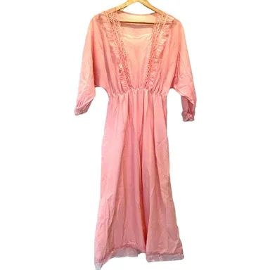 Vintage Nightgown Pink Italian 48 US XL Barbiecore Grandmacore 60s-70s Pajama