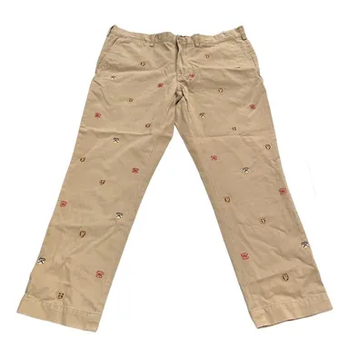 Polo Ralph Lauren Slim Fit Embroidered Boating Khaki Pants Tan Size 38x30