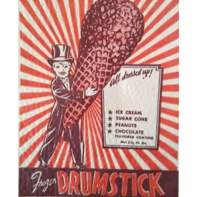 Frozen Drumstick Boy In Top Hap Tuxedo Ice Cream Wrapper Original Vintage 1946