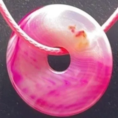 Pretty Dyed Agate Disc Necklace - 18”  #1