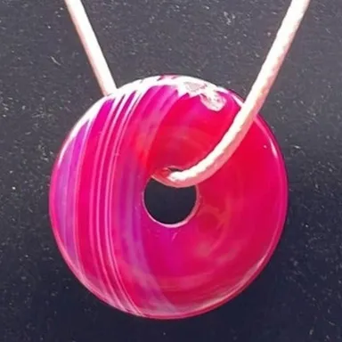 Dyed Agate Disc Necklace - 18”  #3