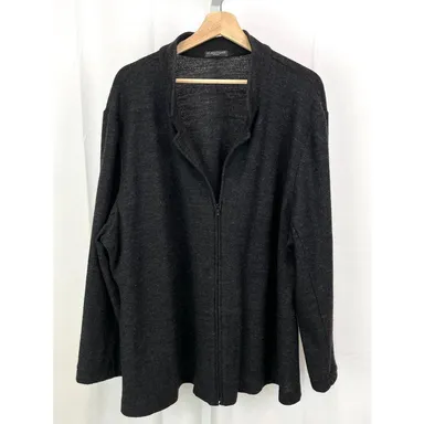 EILEEN FISHER Knitted Wool Full Zip Jacket Blazer Charcoal Gray Approx 3X Plus
