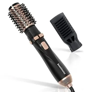 BEAUTIMETER 1200W Hot Air Spin Brush Kit, 3 in 1 Hair Dryer and Styler, Negative Ionic Hair Care, Black & Gold ($42.99)