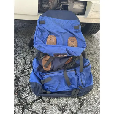 Vintage 90s Jansport Backpack Day Pack Made in USA Blue Hiking Bag