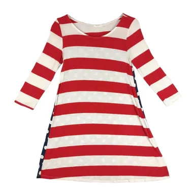 12pm by Mon Ami AMERICAN FLAG Tunic Top Mini Dress, Women's S Made USA Patriotic