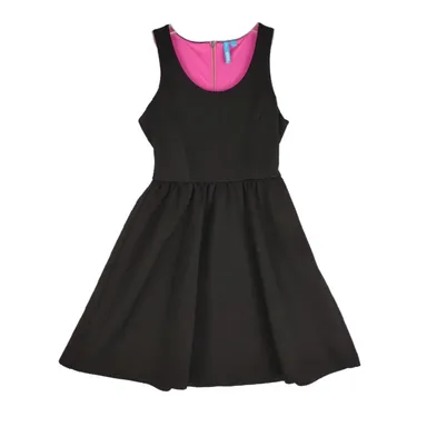 L'AMOUR Nanette Lepore Sz S Black Fit & Flare Skater Dress Sleeveless Pink Lined