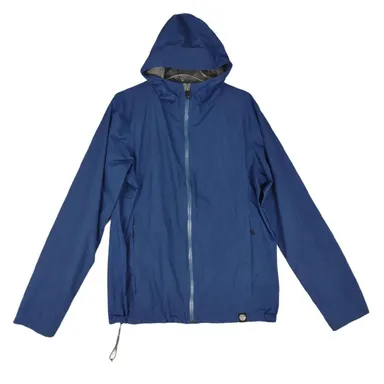 REI CO-OP Men's M Navy Blue Full Zip Hiking Windbreaker Rain Jacket w Visor Hood