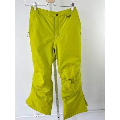 LANDS' END Kids Squall Snow Ski Pants Insulated Iron Knee Yellow Green 10+