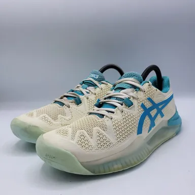 Asics Gel-Resolution 8 Athletic Running Shoes Womens Size 8 1042A072 White Blue