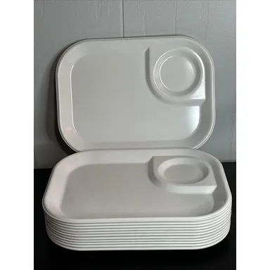 Vtg Rubbermaid White #3850 Melamine Meal Trays Lot Of 12 RV CAMPING PICNIC TRAY