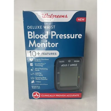Walgreens Deluxe Wrist Arm Blood Pressure Monitor 10 + Features new