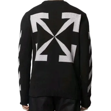 Mens OFF WHITE Arrow Crewneck Black High Rise Sweater Size Small Shirt Top New