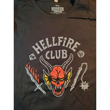 Stranger Things 4 Hellfire Club XXXL Skull & Weapons Tee Shirt New Netflix 3XL