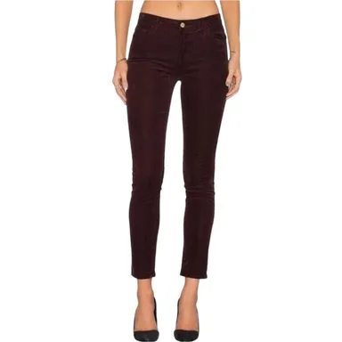 J Brand Women's Lavish Mid Rise Skinny Leg Corduroy Mulberry Jeans Size 27 