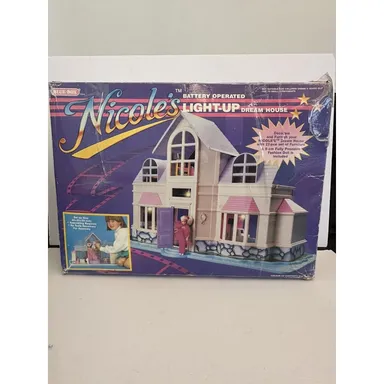 Nicole's Light-Up Dream House Blue Box Toys 1991 No Dolls Door Damaged
