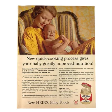 Heinz Strained Baby Foods Vintage Magazine Print Ad 1960s