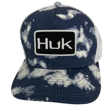 Huk Performance Tie Dye Blue Fishing Mesh Trucker Hat 
