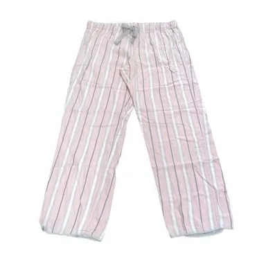 Victoria’s Secret Striped Straight Leg Pajama Bottoms Pink White Gray Size Large