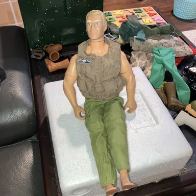 GI Joe Action Soldier in Vest and Cargo Pants, Vintage Military Action Figure