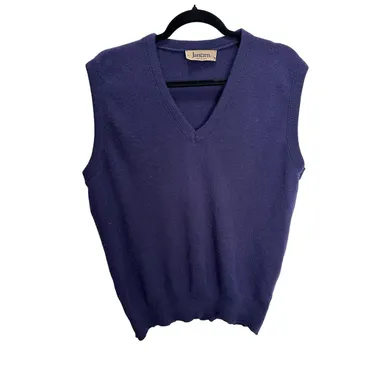 Vintage Jantzen Made in USA Blue V Neck Pullover Sweater Vest size Large