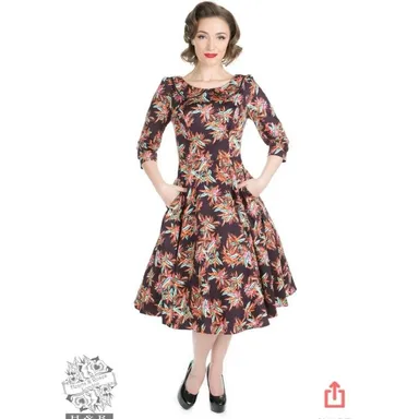 Hearts and Roses London Women's Phenomenal Wild Floral Swing Dress size 12