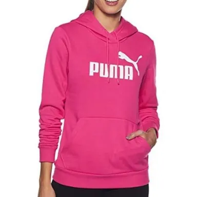 Puma Women Pink Long Sleeve Rib Cuffs & Hem Drawstring Hooded Sweatshirt…