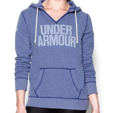 Under Armour Word Graphics Women's Light Aqua Pullover Hoodie Sweatshirt Size M