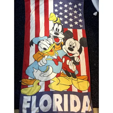 Jerry Leigh florida Disney Mickey Goofy Donald beach towel American Flag 