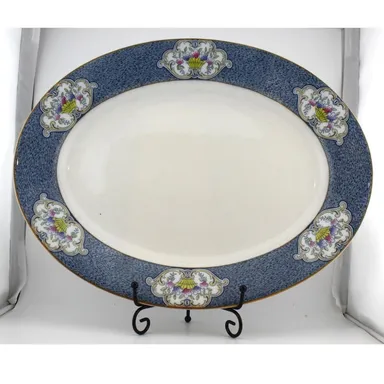 Serving Platter O & G Meakin England Vintage White and Blue