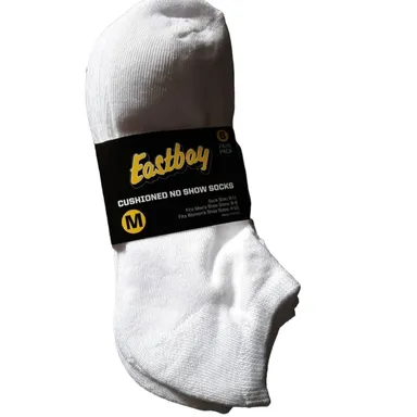 East Bay No-Show Socks 6-pack White Medium