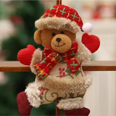 Hand Crafted Teddy Bear Fabric Christmas Ornament