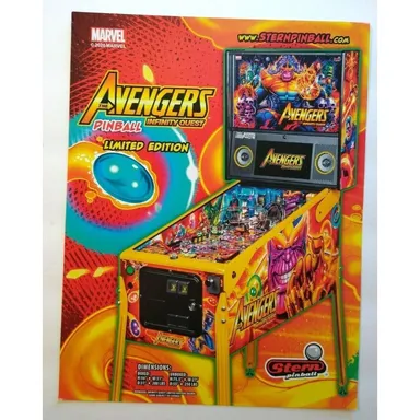 Avengers Infinity Quest Limited Edition Pinball FLYER Marvel Comic Superhero Art