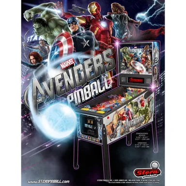 Avengers Pinball FLYER Captain America Thor Black Widow Hulk Marvel Comics 2012