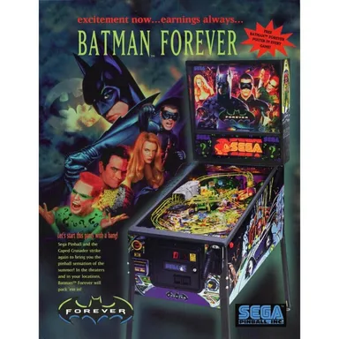 Batman Forever Pinball FLYER Original 1995 NOS Game Art Promo Sheet Superheros