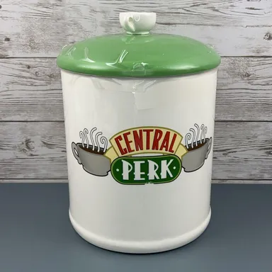 Friends Central Perks Logo Large Ceramic Cookie Jar Canister, New Open Box