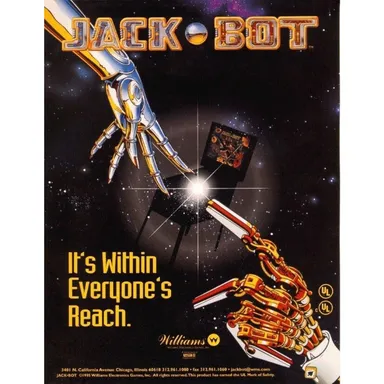 Jack Bot Pinball FLYER 1995 Original NOS Art Print Sheet Pinbot Robot