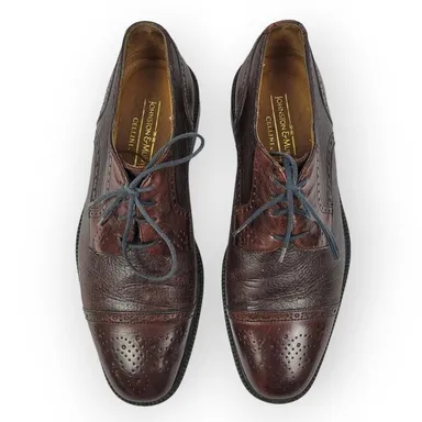 Johnston & Murphy Cellini Oxford Cap Toe Italian Brown Leather Shoe Size 7.5M