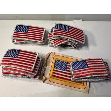 Lot of 36 U.S. American Flag Sew-On Embroidered Cloth Decals 3x2.5"