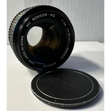 Minolta MC ROKKOR-PG 1:1.4 F=50mm Camera Lens With Cap