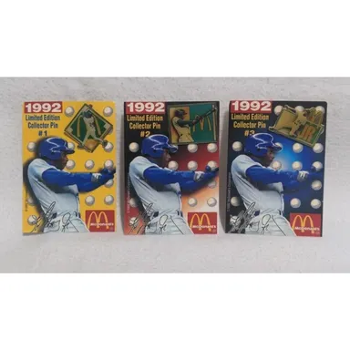 1992 COMPLETE Set of 3 Ken Griffey Jr. McDonald's Limited Edition Baseball Pins