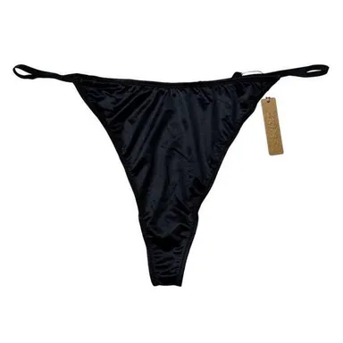 NWT SKIMS Satin Dipped Thong G String Panty Onyx Women 4X Plus Size