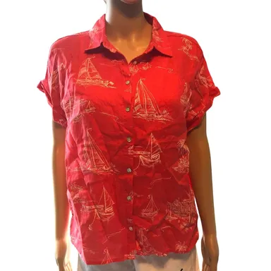 Cynthia Rowley 100% Linen Buttons Down Summer shirt  Blouse Women Size S