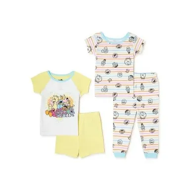Sesame Street Baby Girl T-Shirt, Short, and Pants Pajama Set, 4-Piece nwt