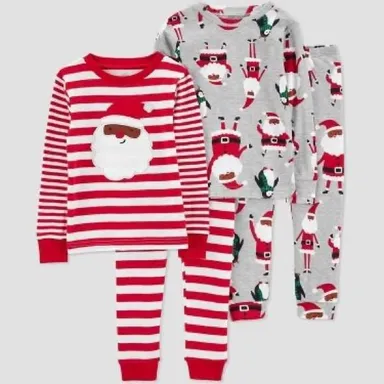 Carter's Just One You Toddler Boys' 4pc Striped Santa Pajama Set Red nwt