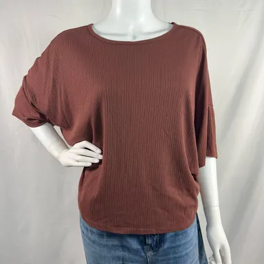 Old Navy Rust Ribbed Short Sleeve Loose Fit Top Size Medium