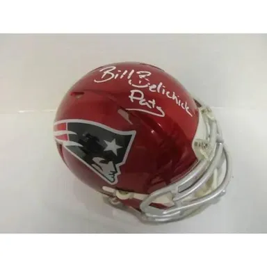 Bill Belichick of the New England Patriots signed autographed mini football hel