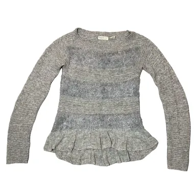 Sleeping on Snow Anthropologie Ruffled Nuvola Sweater Knit Wool Gray - Size XS