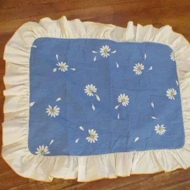 Vintage Fieldcrest Daisy Flower Power Ruffle 60/70s Pillowcase Sham USA