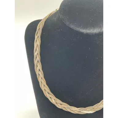 Vintage Korean silver braided strand necklace 